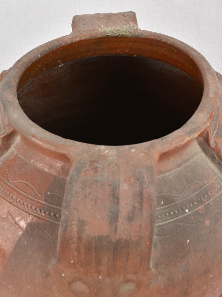 Brown glazed antique terracotta preserving pot