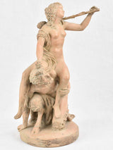 Antique terracotta sculpture - Satyr with Nymph - signed CLODION 20½"