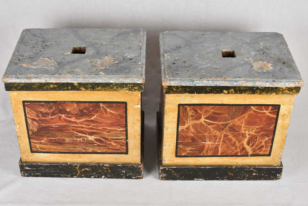 Pedestals for sculpture, 17th-century, 22½" x 16¼" x 21¼"