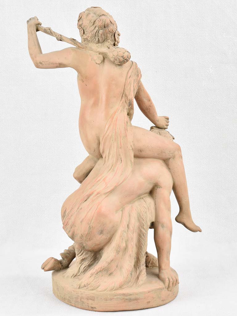 Antique terracotta sculpture - Satyr with Nymph - signed CLODION 20½"
