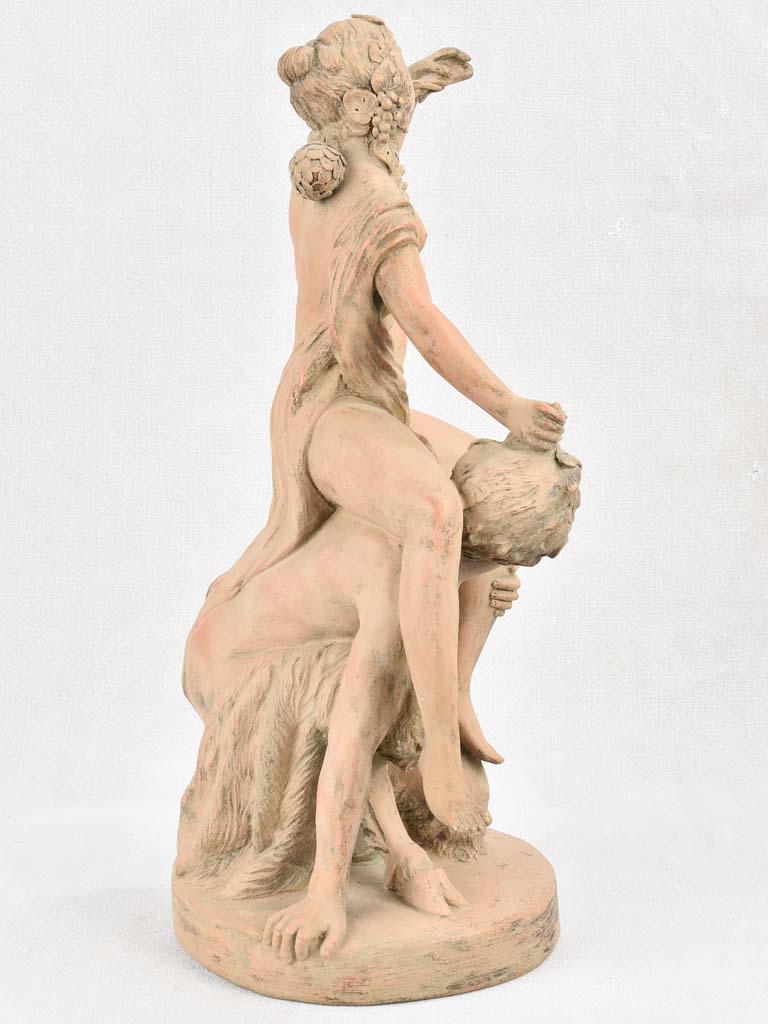 Antique terracotta sculpture - Satyr with Nymph - signed CLODION 20½"