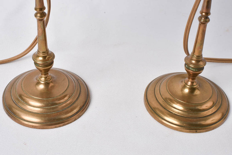 Exquisite pair of small table lamps w/ silk shades 11½"
