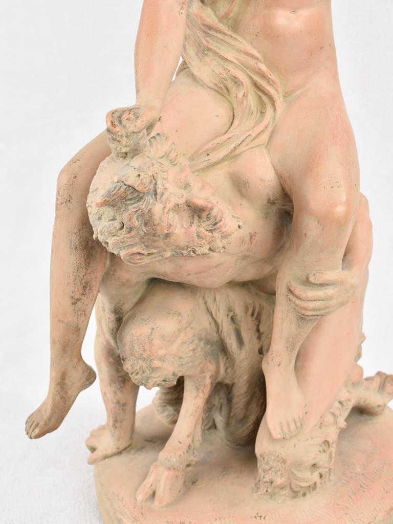Antique terracotta sculpture - Satyr with Nymph - signed CLODION 20½"