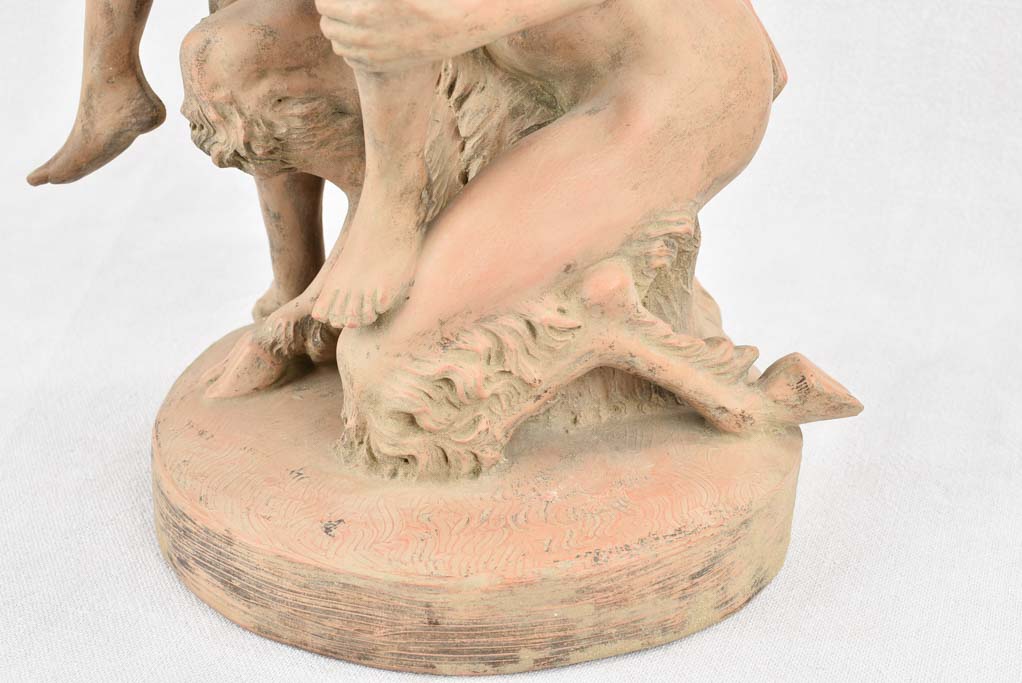 Antique terracotta sculpture - Satyr with Nymph - signed CLODION 20½"