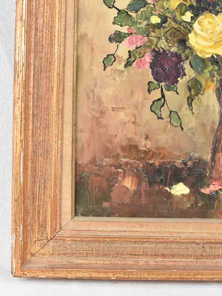 Antique French floral still life - R. Puget - 28¼" x 24¾"