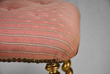 Late-19th-century gilded stool with original pink silk upholstery