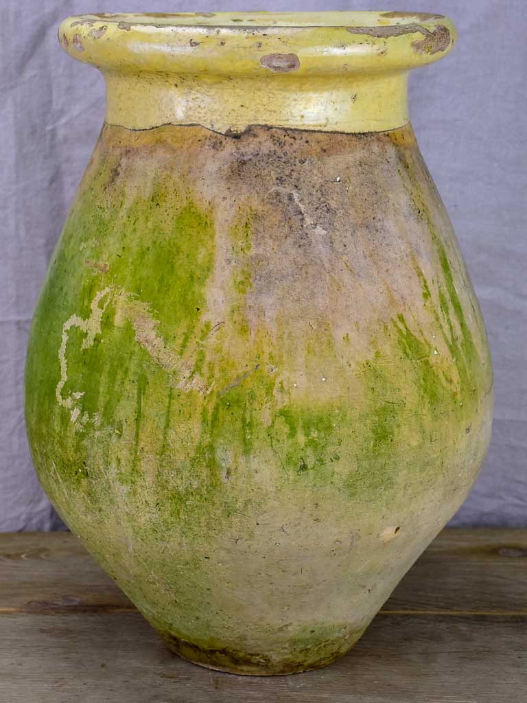 Small 19th Century French Biot jar with yellow glaze 19¾"