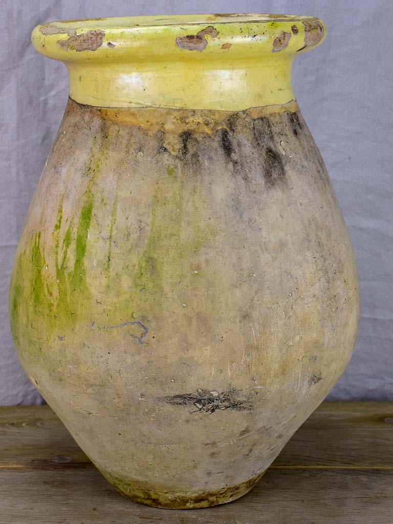 Small 19th Century French Biot jar with yellow glaze 19¾"