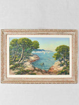 Mediterranean landscape with sail boats - Signed J.Rougier - 19" x 26¾"