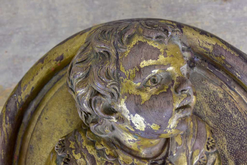 Late 18th Century salvaged giltwood medallion - cherub