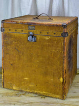 Antique French jute-covered hat box