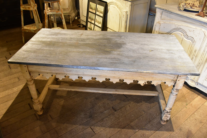Antique French butcher's table with zinc top