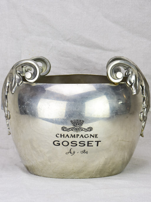 Exceptional antique French Champagne Gosset Champagne ice bucket 9½"