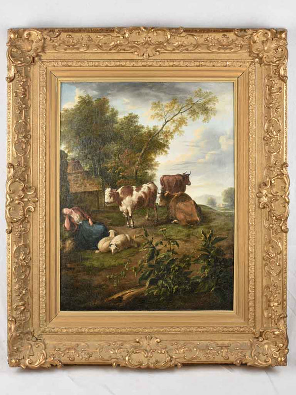 17th-century oil on canvas pastoral landscape (anonymous) 37½" x 44½"