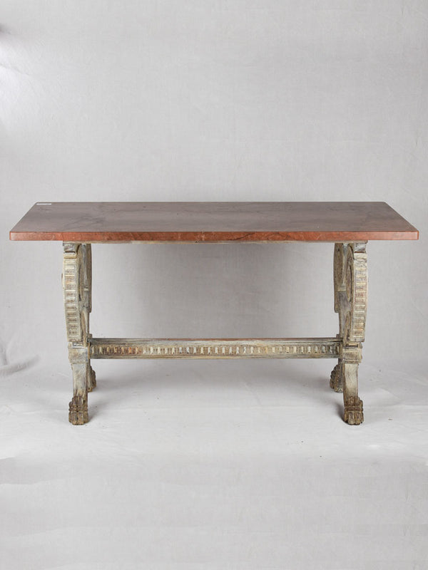Renaissance-style red marble table, 26¾" x 54¼"