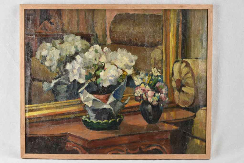 Early 20th Century still life oil on canvas Bouquet de fleurs by Marguerite Allar (1899-1974) - 26½" x 32¾"