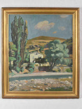 Provencale Landscape painting - Farm house with poplars - Paul de Castro (1882-1940) - 29½" x 25¼"