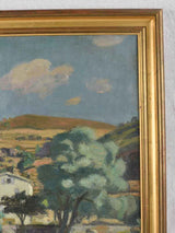 Provencale Landscape painting - Farm house with poplars - Paul de Castro (1882-1940) - 29½" x 25¼"