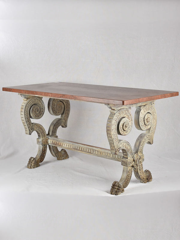 Renaissance-style red marble table, 26¾" x 54¼"
