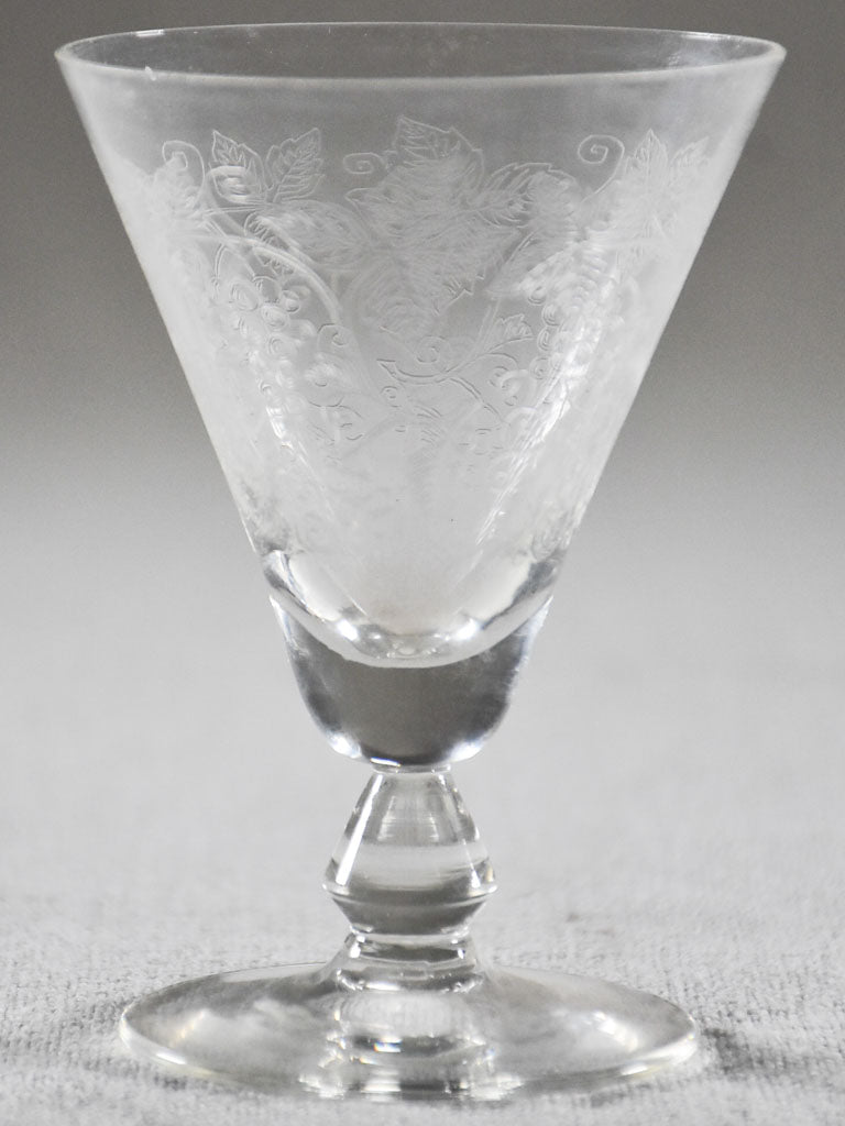 Antique Engraved Demi-Crystal Glasses