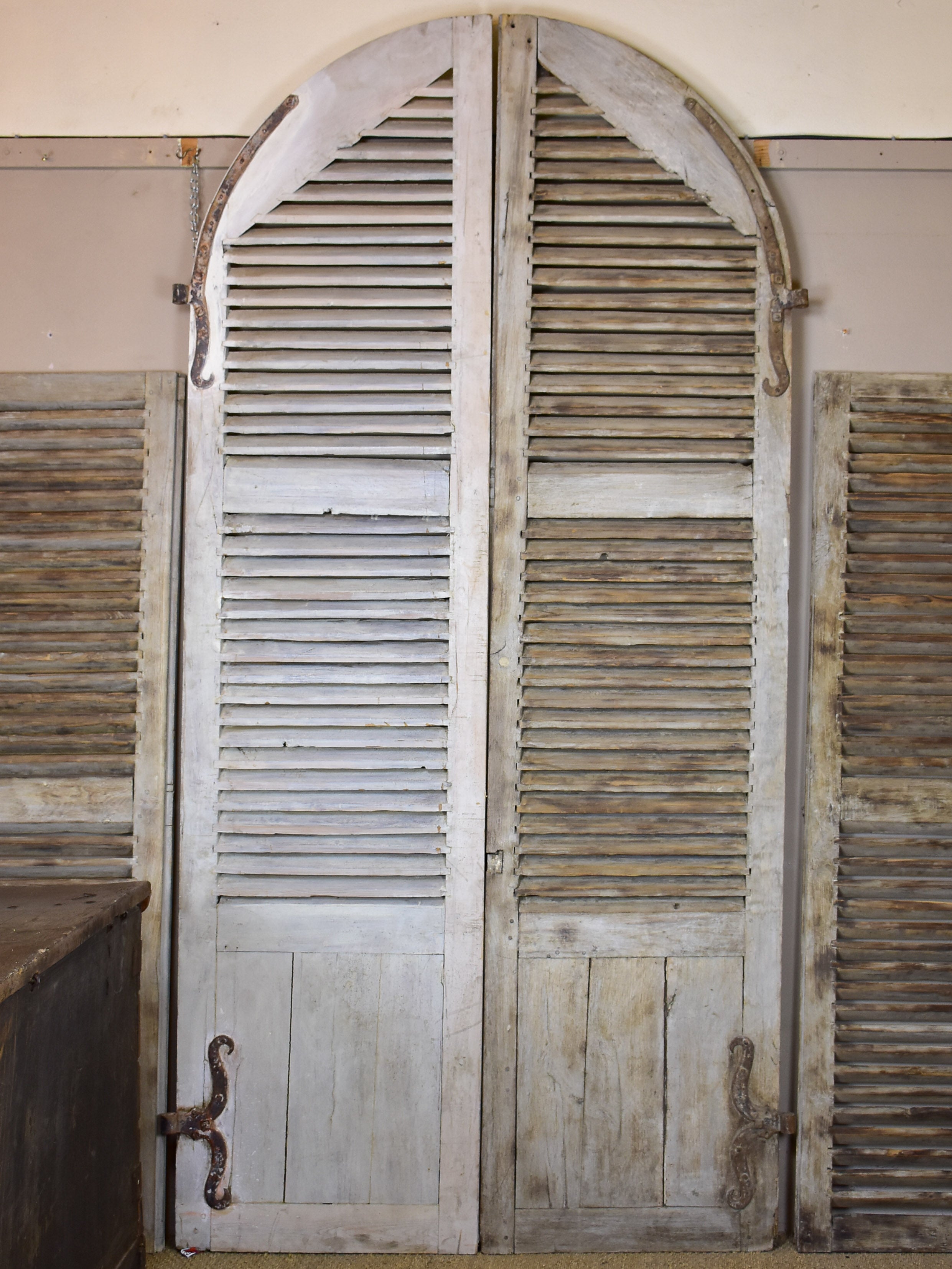 Large curved 18th century shutters from a French chateau