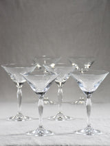 Six mid-century champagne cups / martini glasses