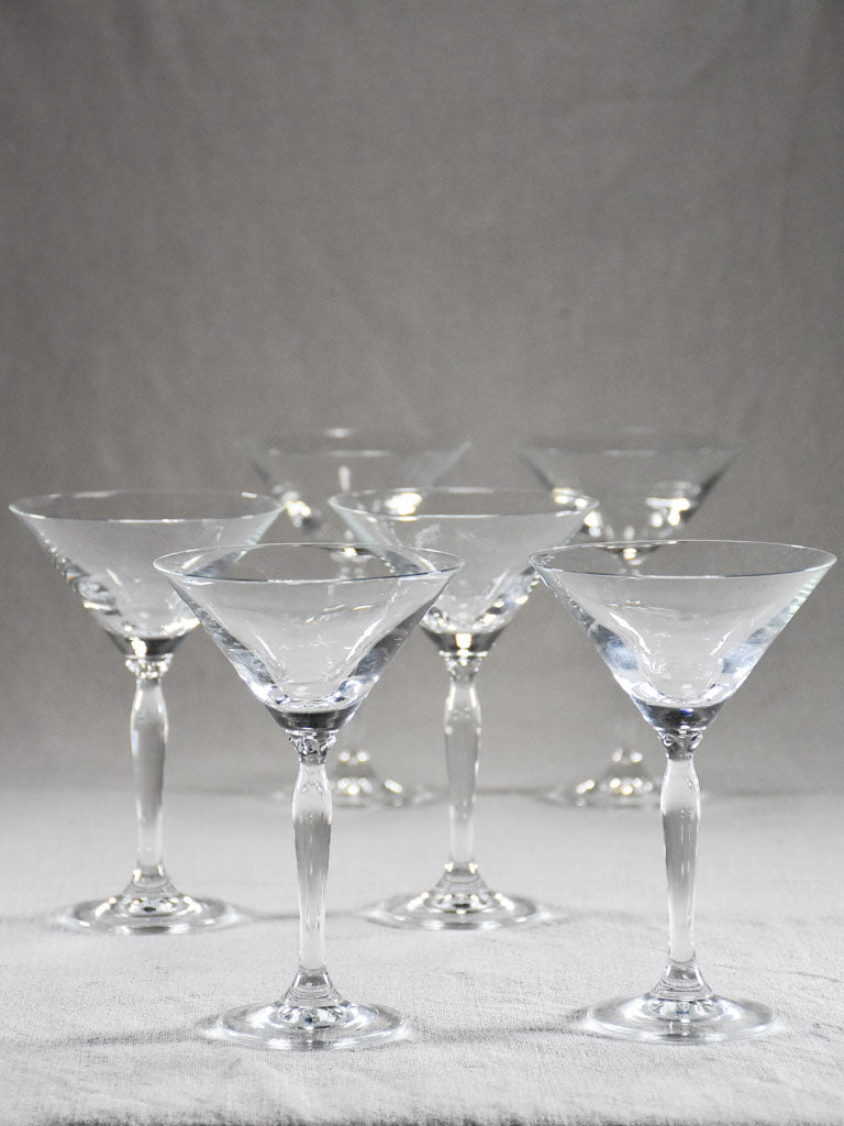 Six mid-century champagne cups / martini glasses