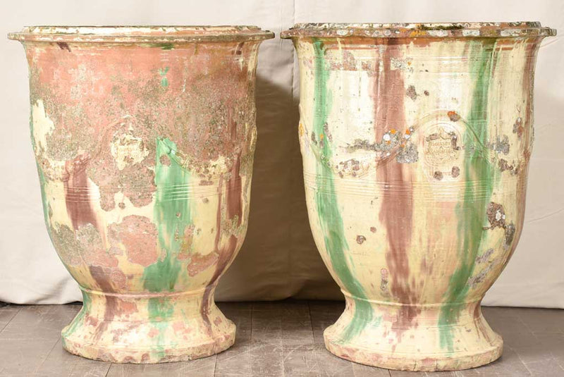 Pair of very large 19th century Boisset Anduze urns 39½"