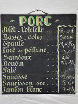 Mid century French butcher's shop menu