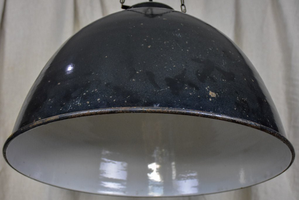 Pair of mid-century industrial suspension lights - enamel