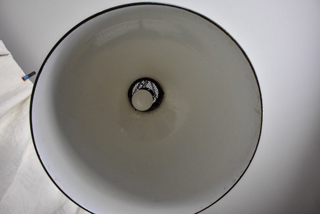 Pair of mid-century industrial suspension lights - enamel