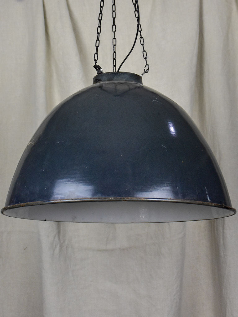 Pair of mid-century industrial suspension lights - enamel