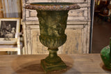 Late 19th century garden urn with angels and green patina