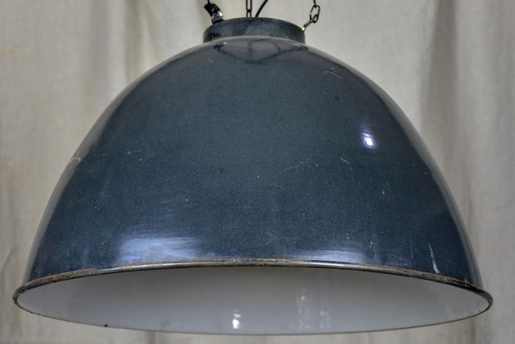 Pair of mid-century industrial suspension lights - enamel