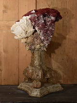 Coral specimens on an antique red & white base