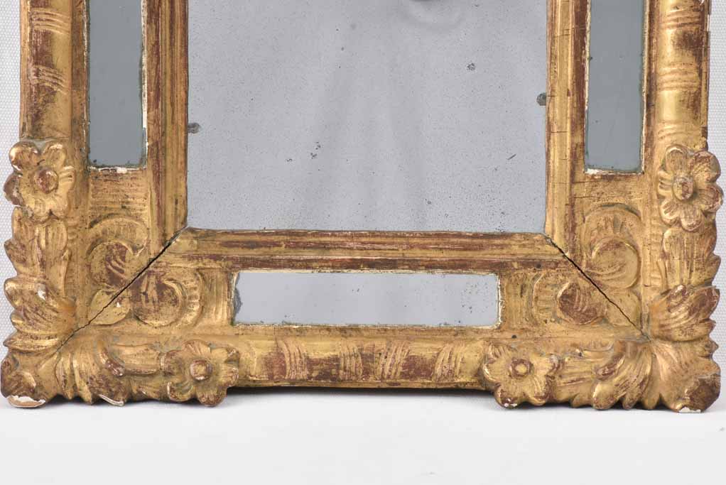 Small crested parclose mirror w/ gilded frame 26½" x 15¾"