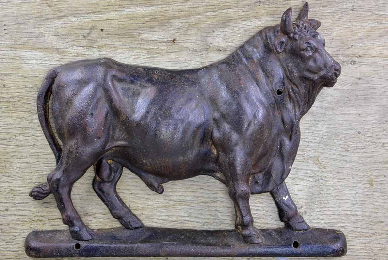 Antique French cast iron bull from a butcher's block