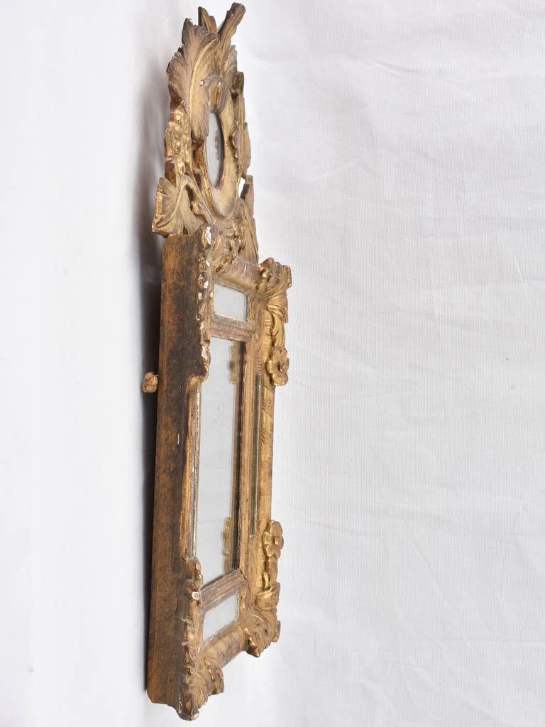Small crested parclose mirror w/ gilded frame 26½" x 15¾"