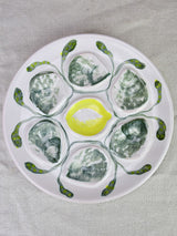 Set of 6 mid century French hand painted oyster serving plates - Pornic 9¾"