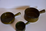 34 piece vintage French dinner service with green glaze