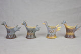 Set of four mid-century French bird-shaped egg cups from Vallauris