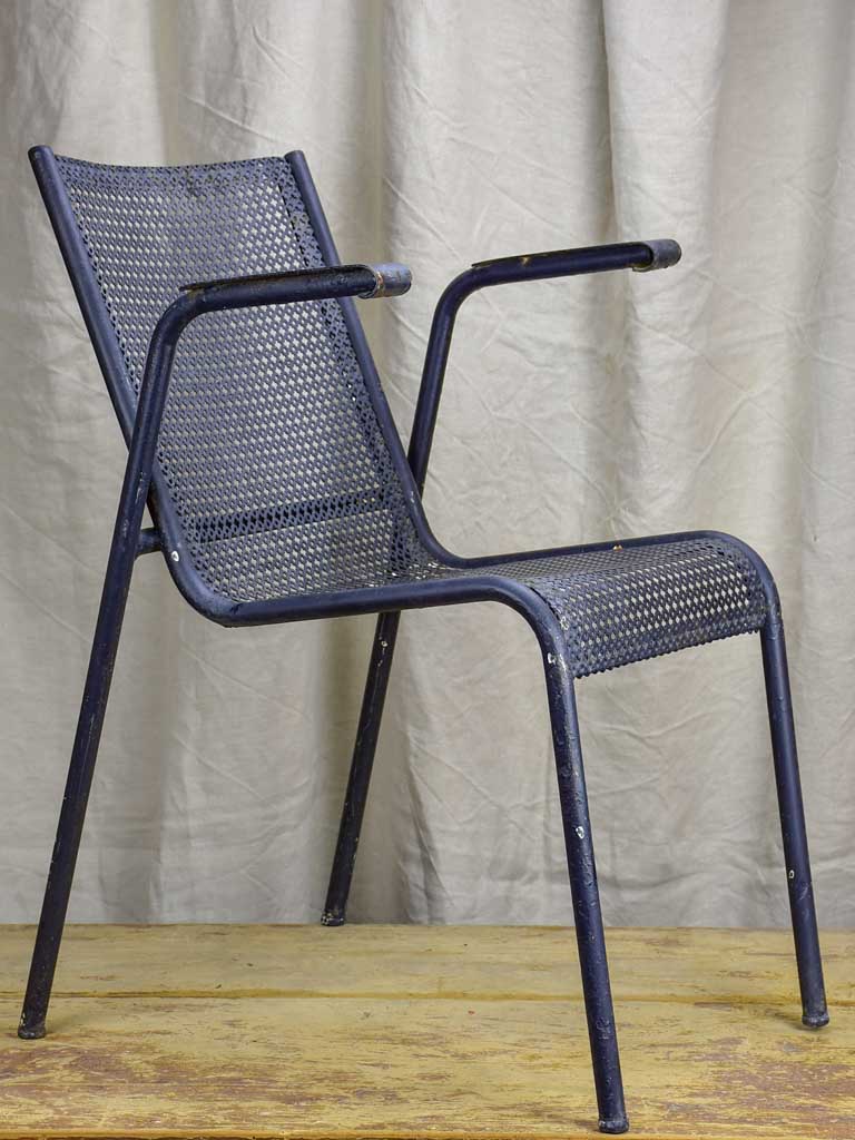 Set of ten mid-century black garden chairs from a French hotel