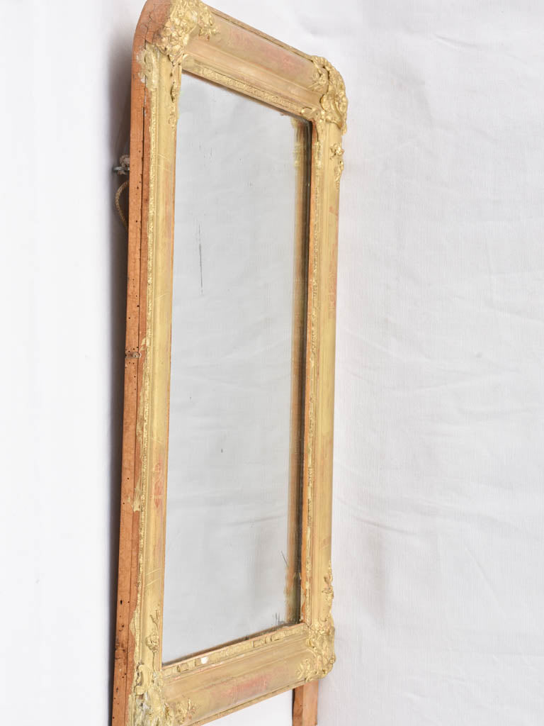 Period rustic finish tombstone mirror