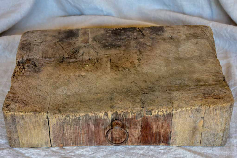 Salvaged antique French butcher's cutting block