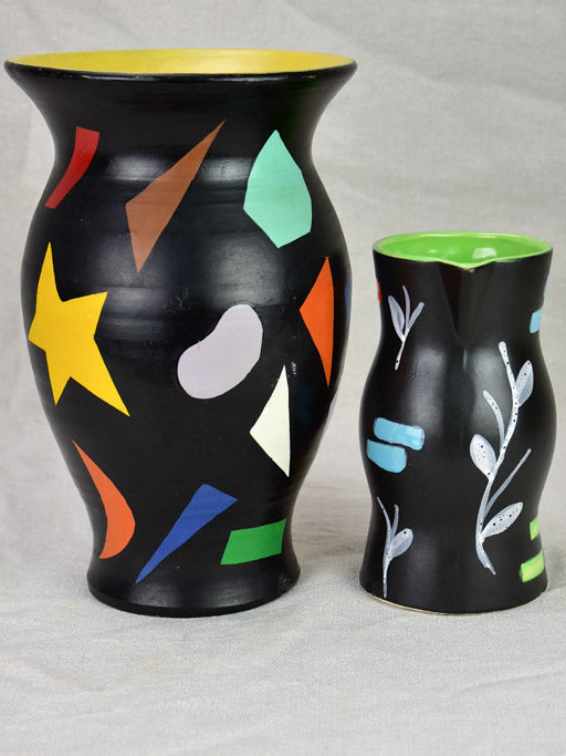Brightly decorated mid-century pitcher