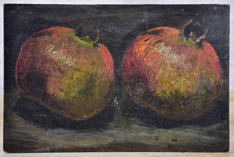 Small early 20th Century oil on wood - pomegranates 8¾" x 6"