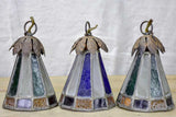Three small antique lead light suspension lights - Tiffany style 6¼"