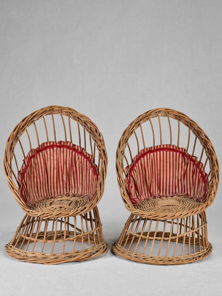 Two miniature early-twentieth century wicker armchairs 9¾"