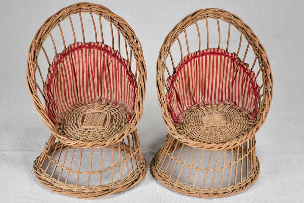 Historical pair of wicker toy armchairs