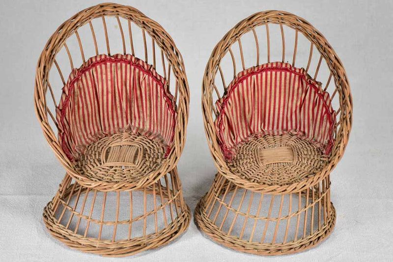 Two miniature early-twentieth century wicker armchairs 9¾"